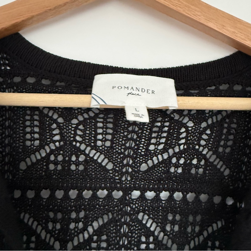 Pomander Place Black Crochet Knit Kai Tunic Dress - Picture 5 of 7